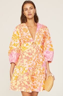 DEREK LAM 10 CROSBY X RTR Multicolor Floral Hourglass Cutout Mini Dress Size 46